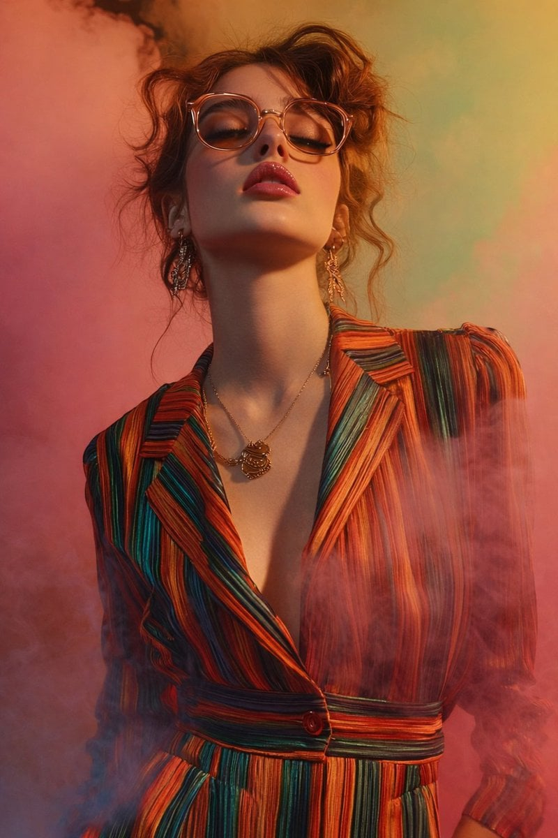 Fashion Portrait Colored Smoke Studio AI image template preview
