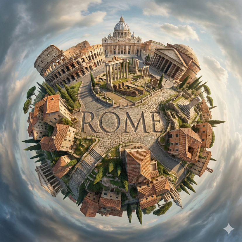 City Spherical Panorama Tiny Planet AI image template preview