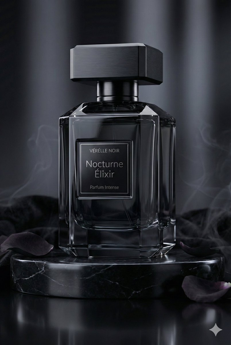 Verelle Noir Nocturne Elixir Perfume AI image template preview