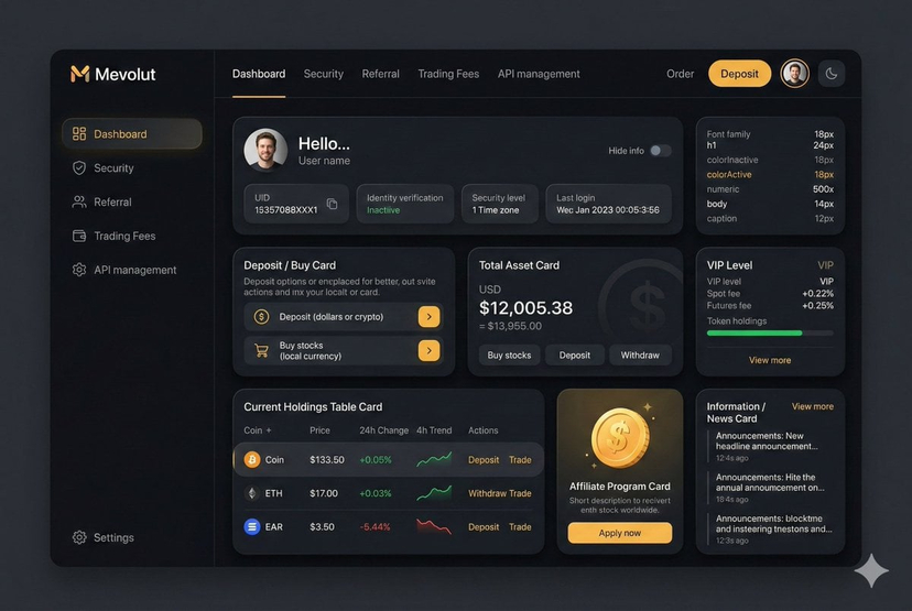 Fintech Crypto Dashboard UI Design AI image template preview
