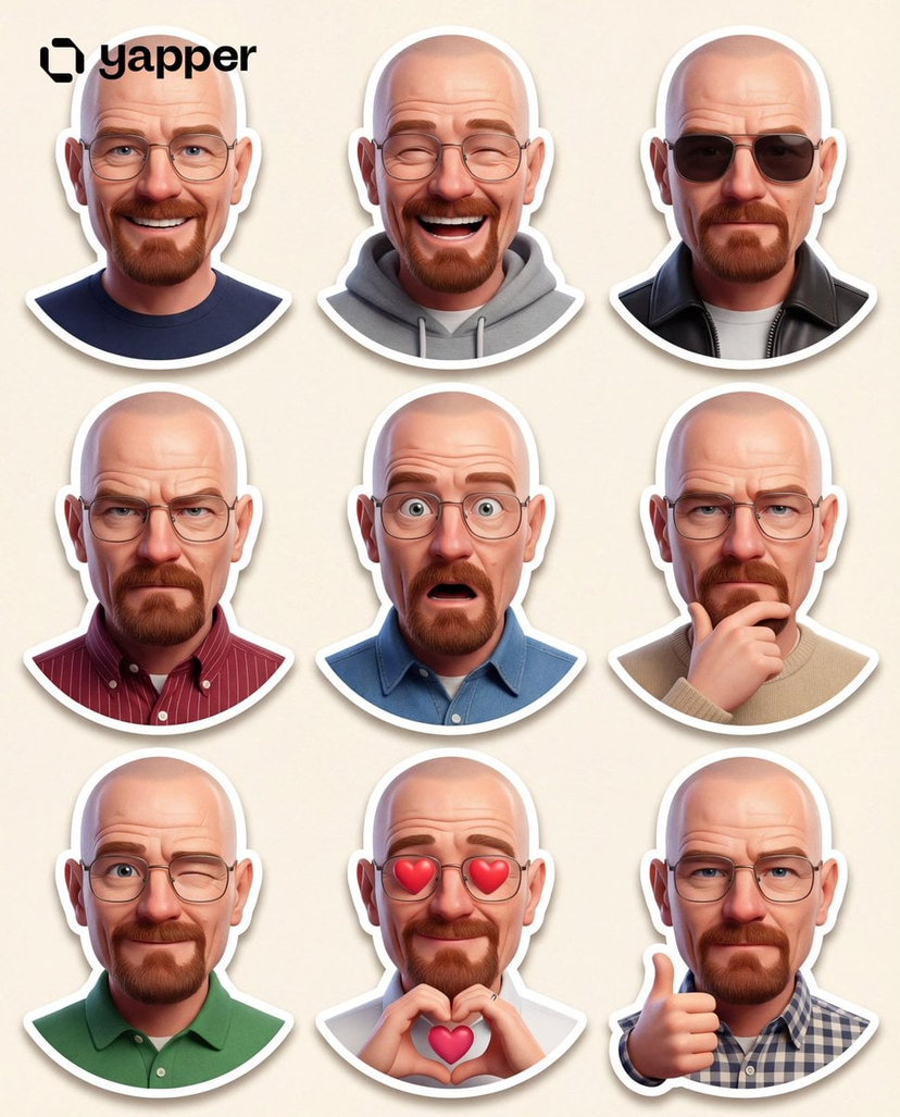 Pixar 3D Character Sticker Pack 3x3 AI image template preview