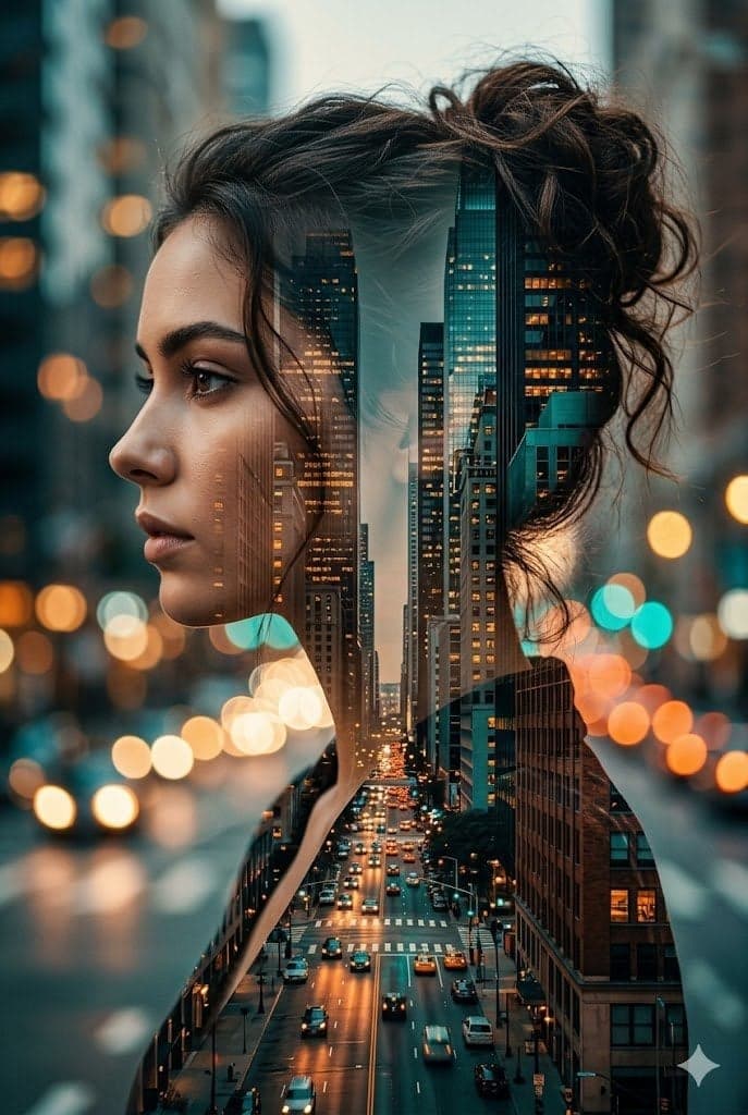 Double Exposure City Street Portrait preview