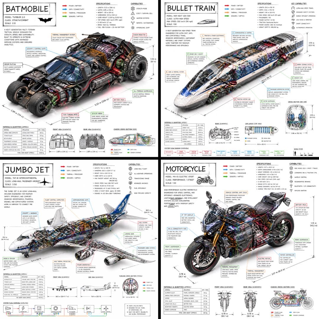 Isometric Vehicle Teardown Infographic Template - AI image template preview