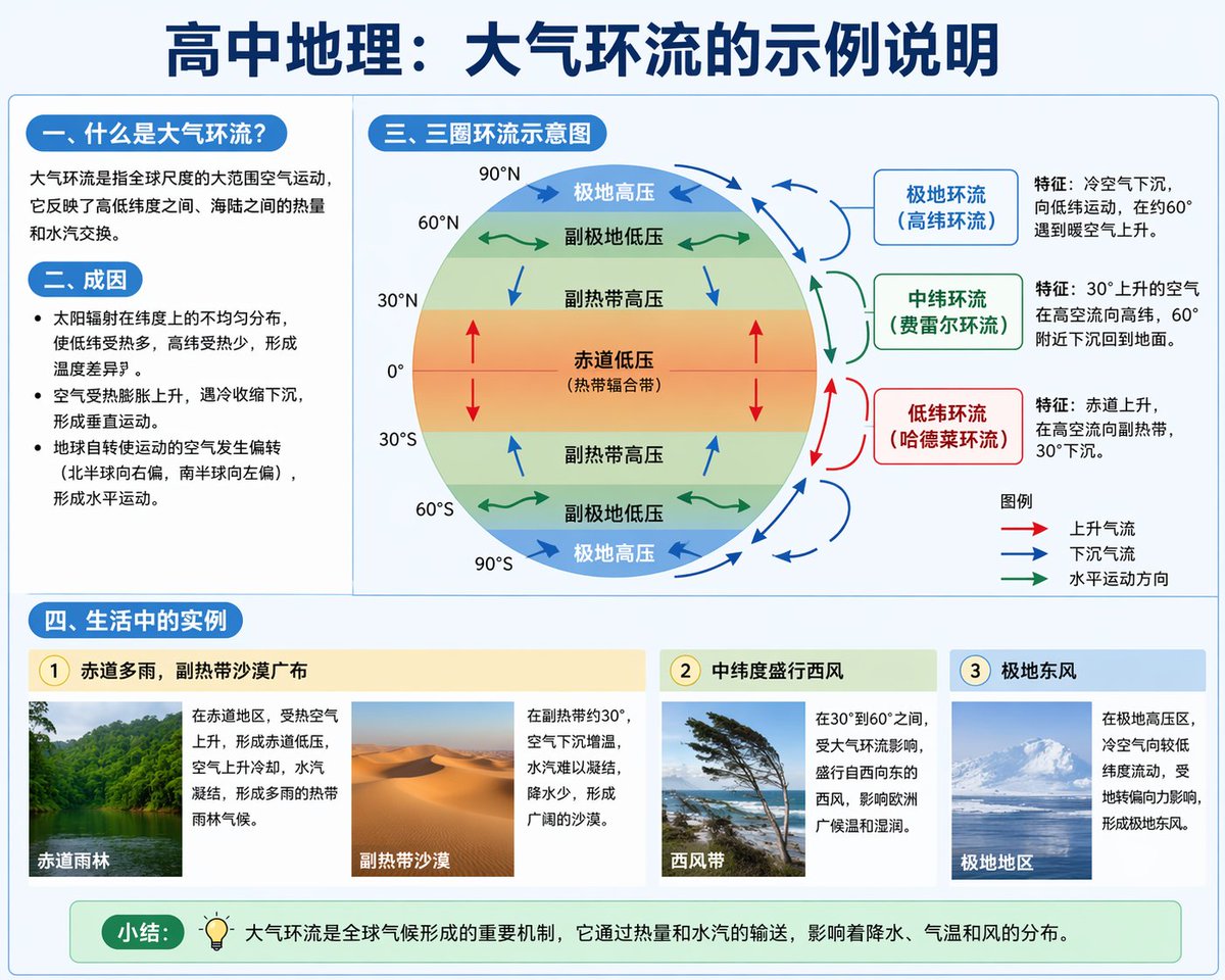 Educational Infographic on Atmospheric Circulation - AI image template preview