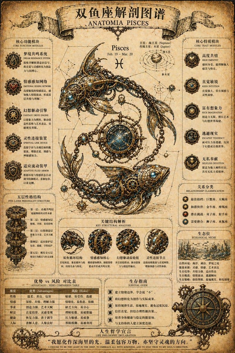 Steampunk Zodiac Anatomy Poster preview