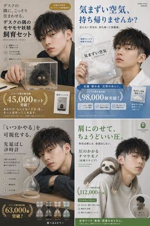 Japanese Absurd Lifestyle Ad Grid preview