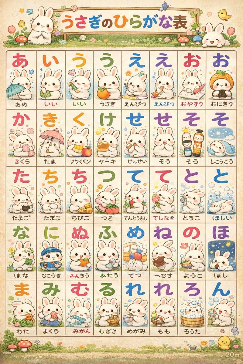 Cute Bunny Hiragana Poster preview