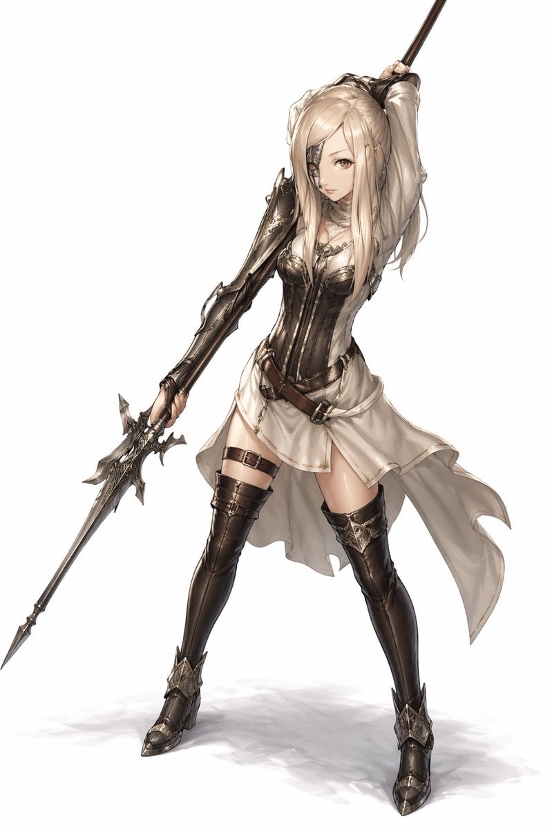 Elegant Anime Spearwoman Full Body preview