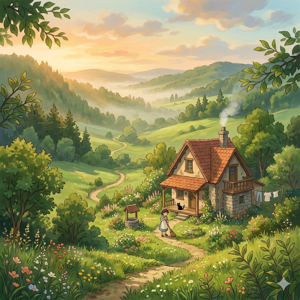 Whimsical Cottage Valley Sunrise preview