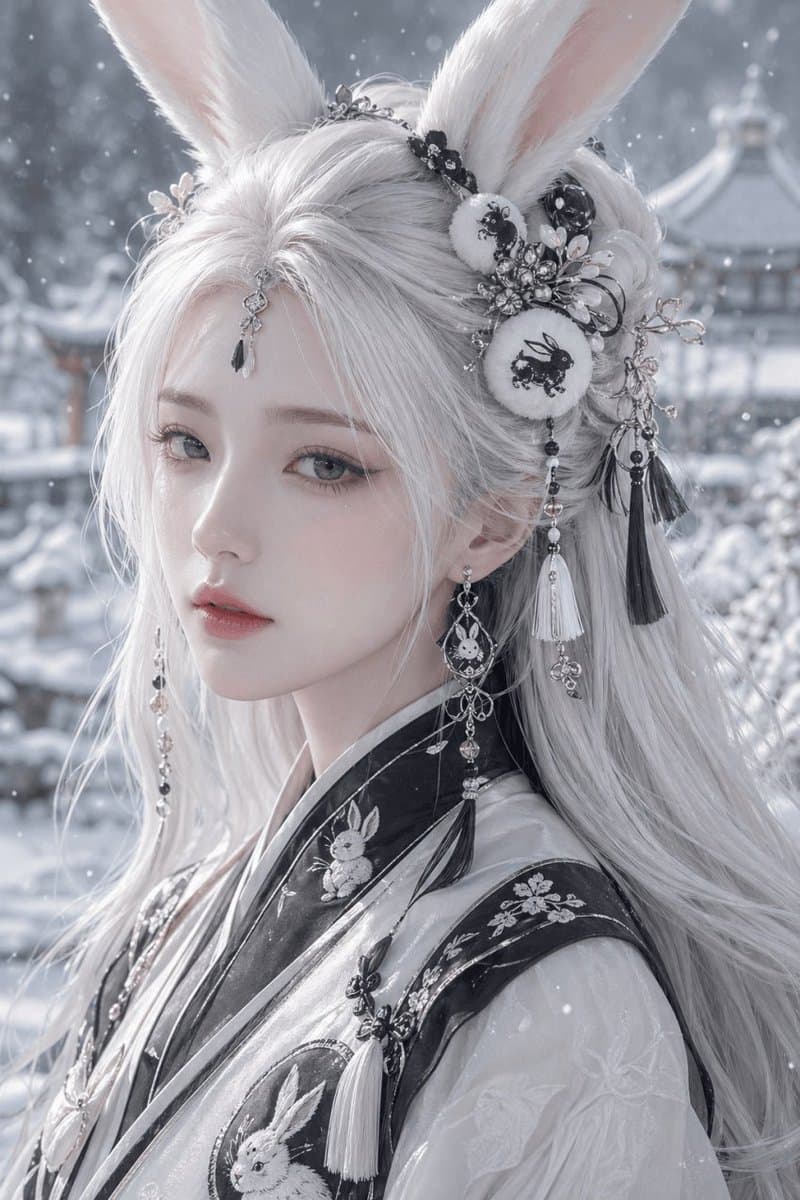 Snowy Rabbit Hanfu Portrait preview
