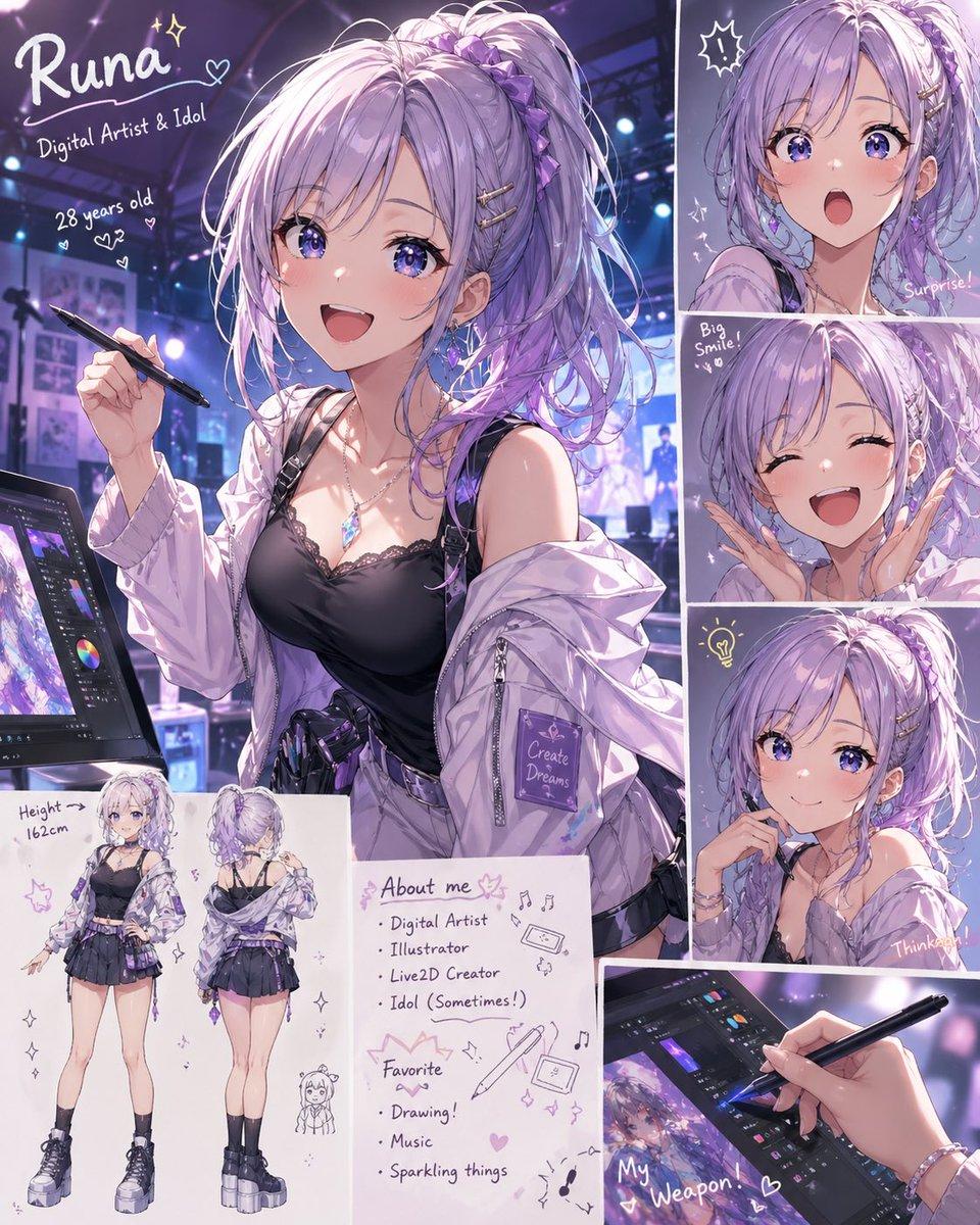 Lavender Anime Artist Profile Sheet preview