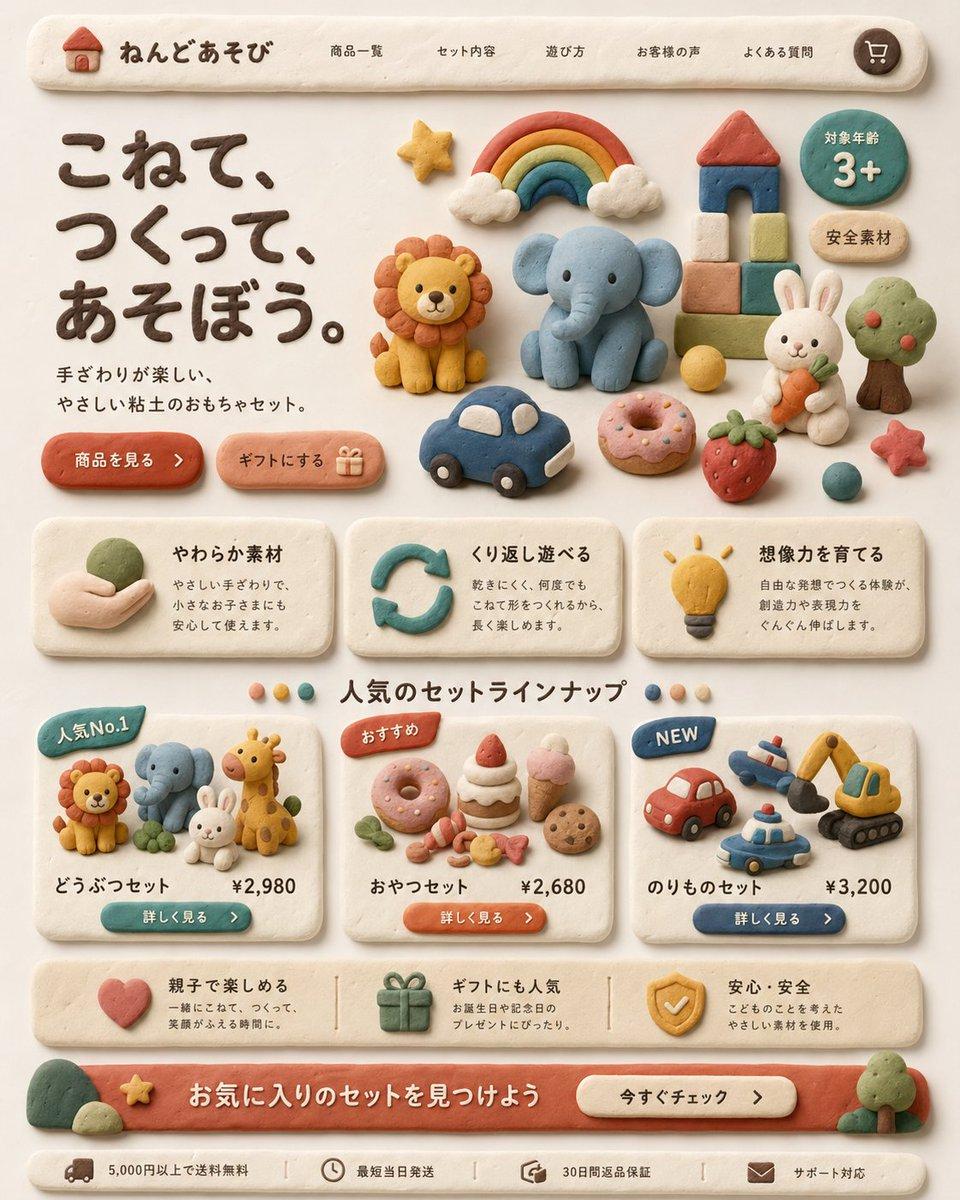 Clay Toy Landing Page UI preview