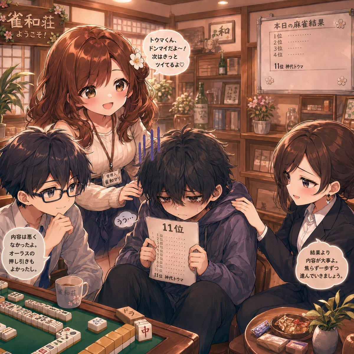 Anime Mahjong Loss Consolation Scene preview