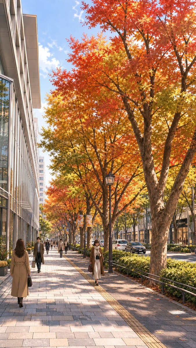 Google Maps Street to Autumn Illustration preview