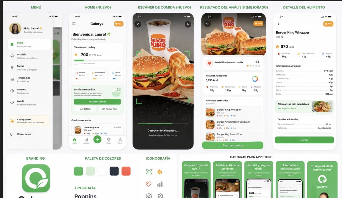 Caloryx Nutrition App Prototype Board preview