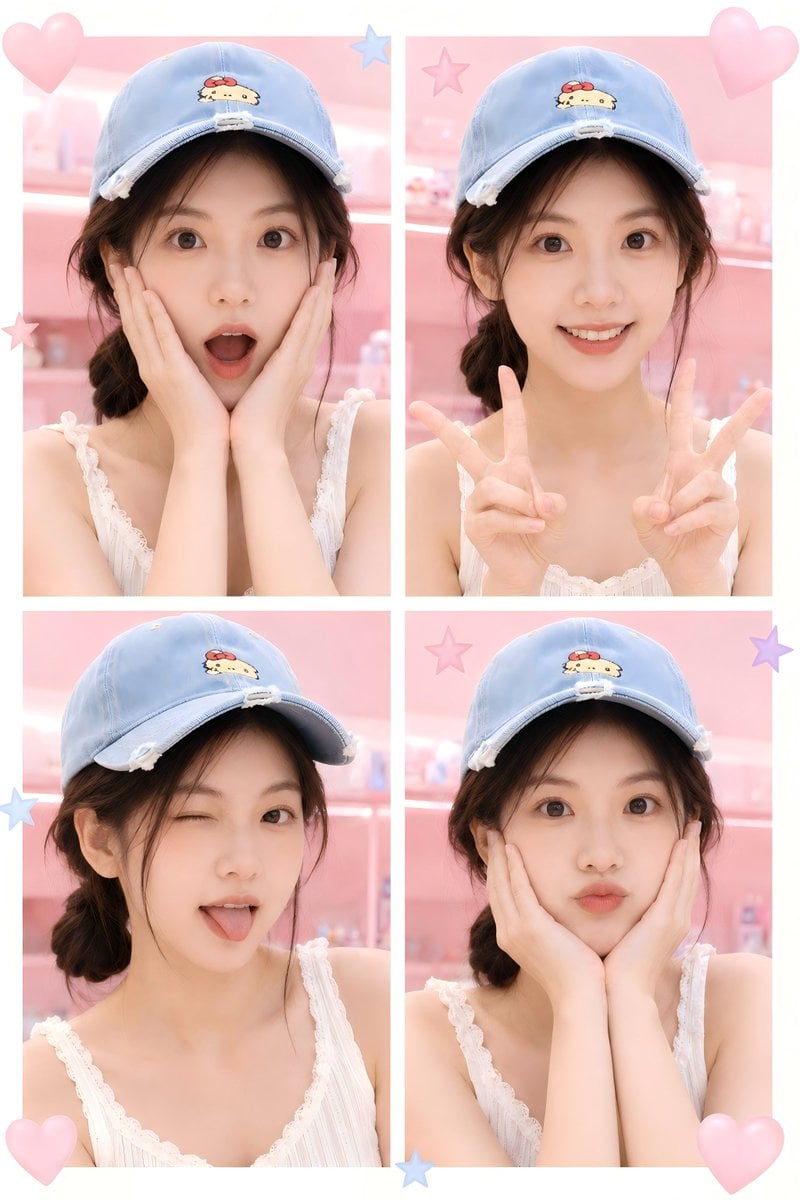 Kawaii Four-Panel Selfie Collage preview