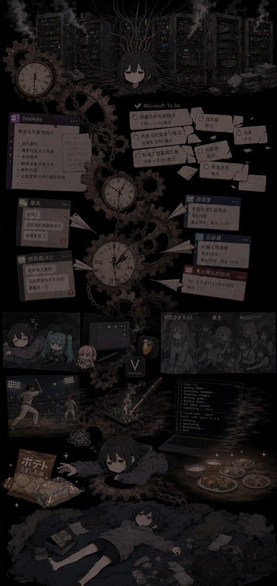 Overwhelmed Anime Productivity Collage preview