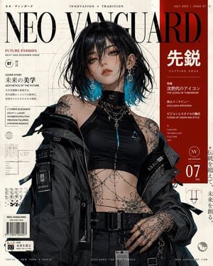Cyberpunk Anime Fashion Magazine Cover preview