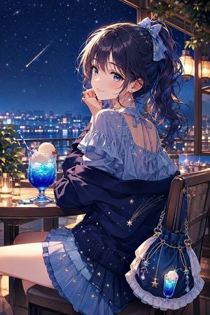 Night Sky Soda Anime Café Girl preview