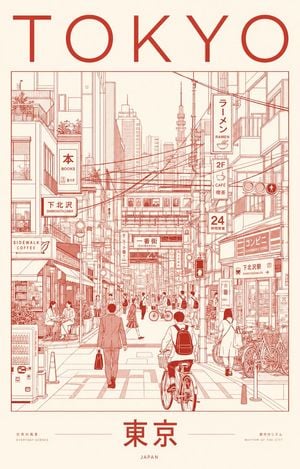 Minimalist Tokyo City Line-Art Poster preview
