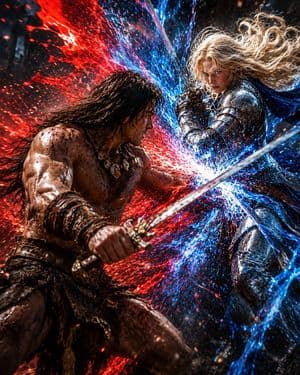 Red and Blue Fantasy Sword Clash preview