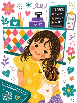 Kawaii Children's Storybook Crepe Illustration preview