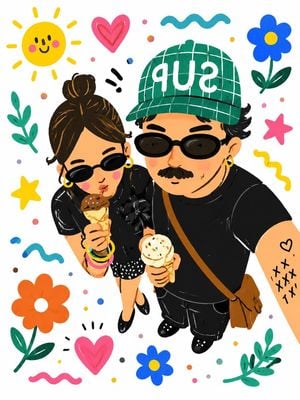 Cartoon Selfie Doodle Illustration preview