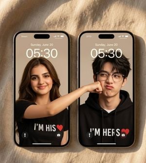 Couple Lock Screen iPhone Flat Lay preview