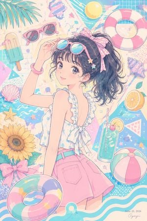 Pastel Anime Summer Beach Collage preview