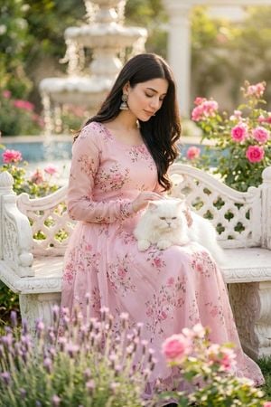 Romantic Garden Portrait with Cat preview