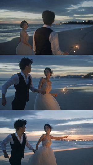 Cinematic Beach Wedding Triptych preview
