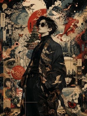 Neo-Noir Japanese Fashion Collage preview