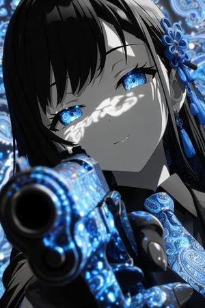 Blue Paisley Anime Gun Portrait preview