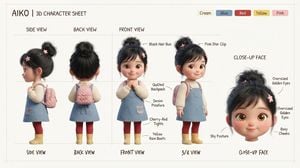 Aiko 3D Character Sheet preview