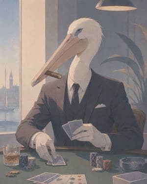 Pelican Poker Noir Illustration preview