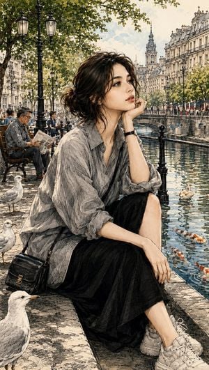 Watercolor and Ink Paris Illustration preview