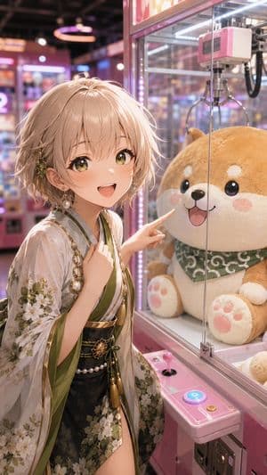 Anime Girl at Claw Machine preview