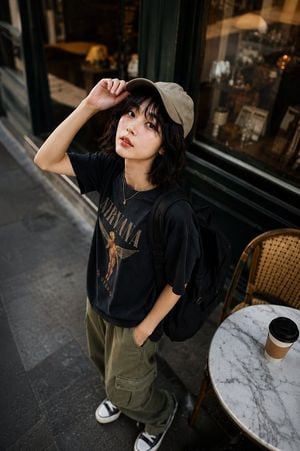 High-Angle Café Street Portrait preview