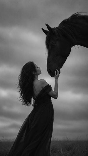 Monochrome Woman and Black Horse preview