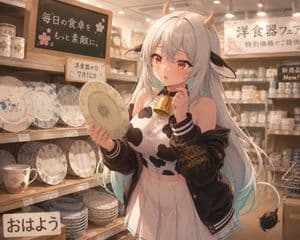 Cow Girl in Tableware Shop preview