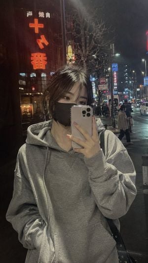Rainy Neon Hoodie Selfie preview