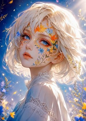 Floral Face Paint Anime Portrait preview
