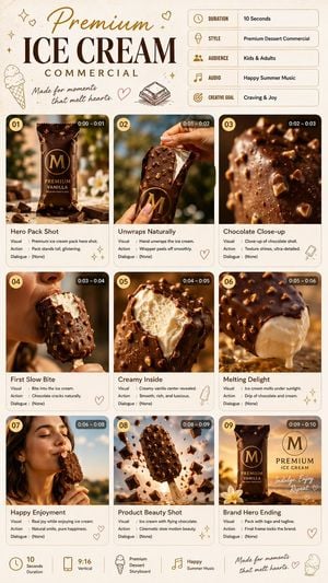 Premium Ice Cream Commercial Storyboard preview