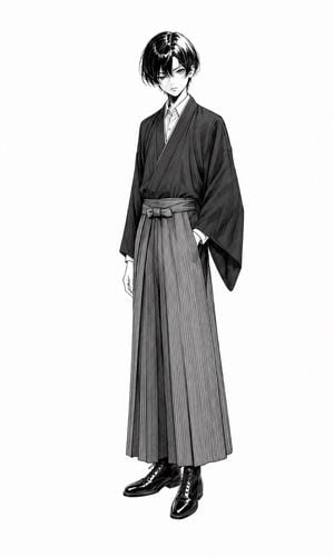 Monochrome Anime Hakama Character preview