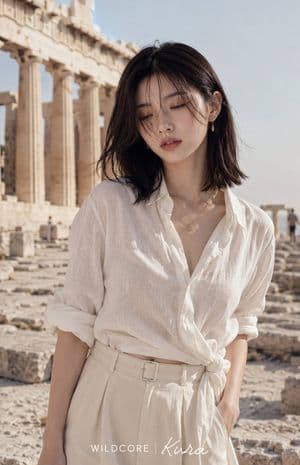 Linen Fashion Portrait at Greek Ruins preview