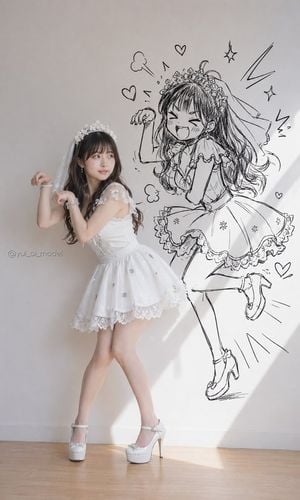 Idol Girl with Manga Wall Sketch preview