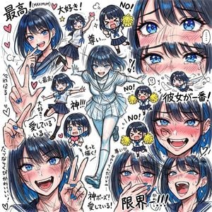 Chaotic Anime Schoolgirl Fan Collage preview