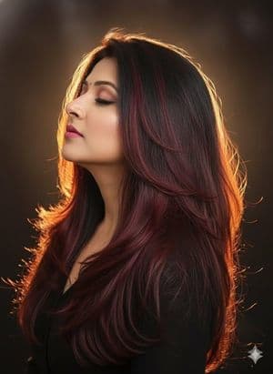 Burgundy Hair Cinematic Studio Portrait preview