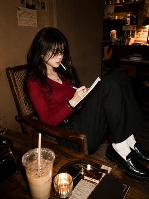 Japanese Woman Luxury Café Editorial preview