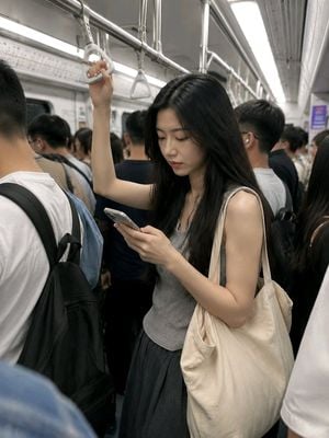 Realistic Subway Rush Hour Portrait preview